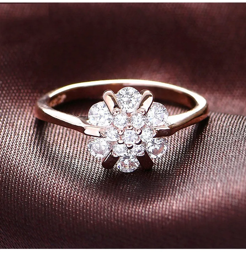 Moissanite engagement ring Rose gold engagement ring vintage Round Diamond Cluster ring wedding Bridal Set Anniversary for