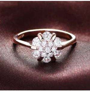 Moissanite engagement ring Rose gold engagement ring vintage Round Diamond Cluster ring wedding Bridal Set Anniversary for