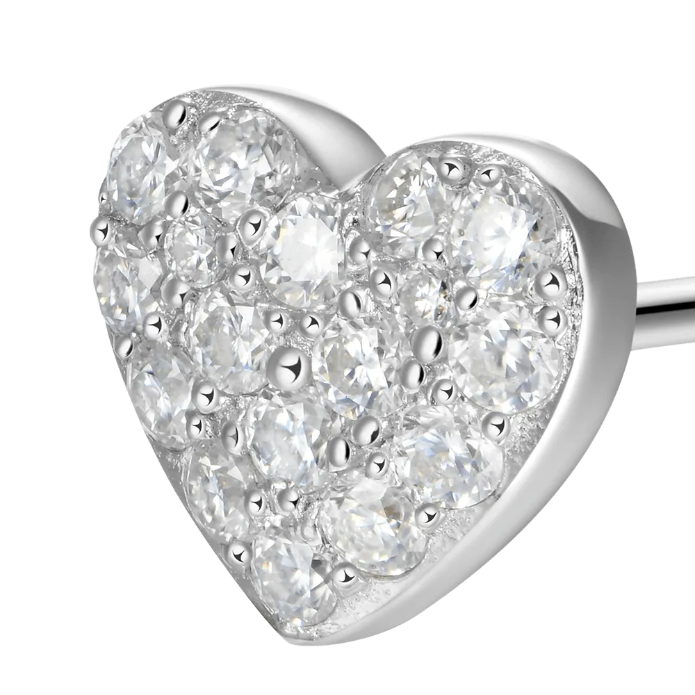 Moissanite Heart Shape Stud Earring-Single