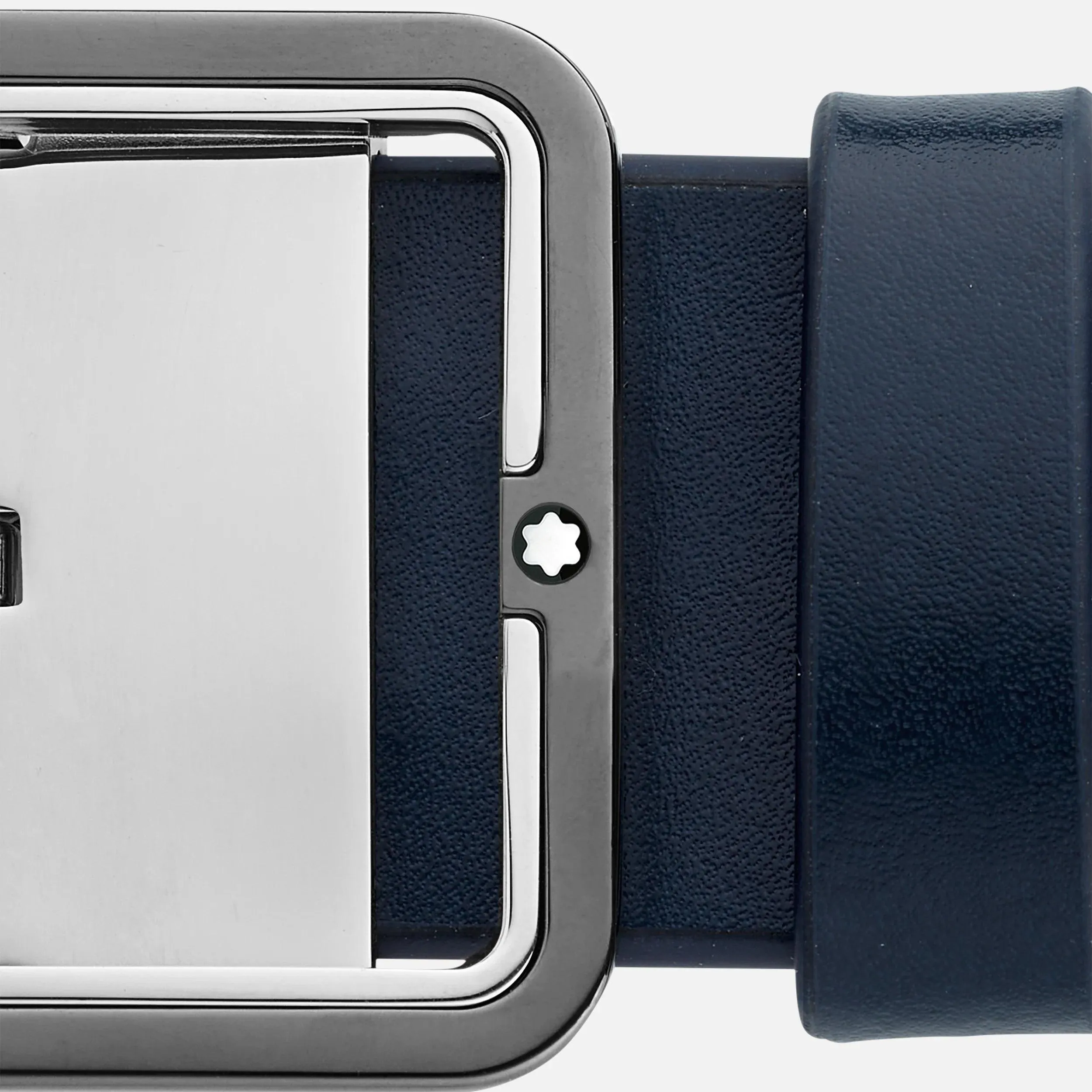 Montblanc 35mm belt with rectangular Blue/Reversible Gray Rectangular Cover Adjustable size 131193