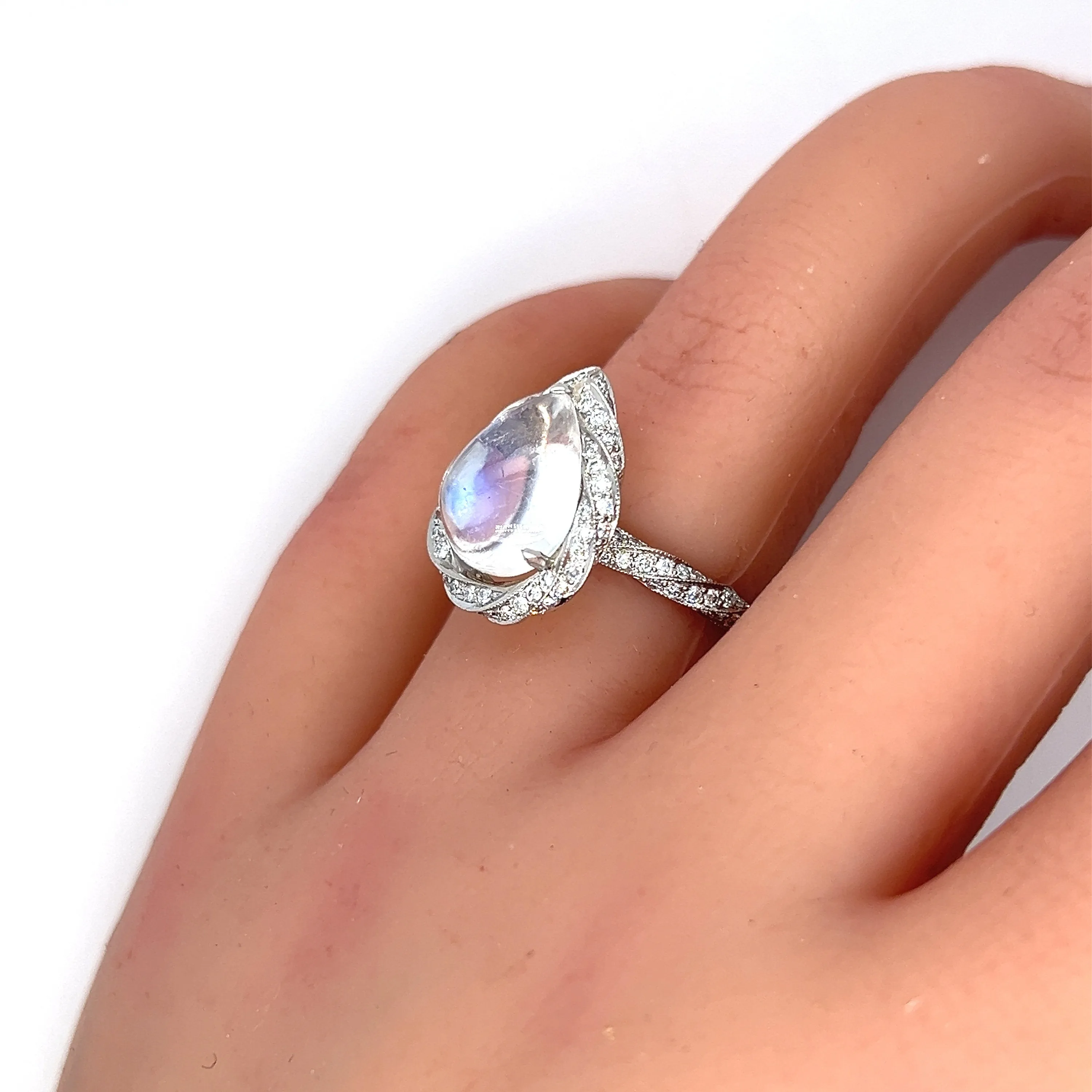 Moonstone Pave Diamond Classic Twist Ring.