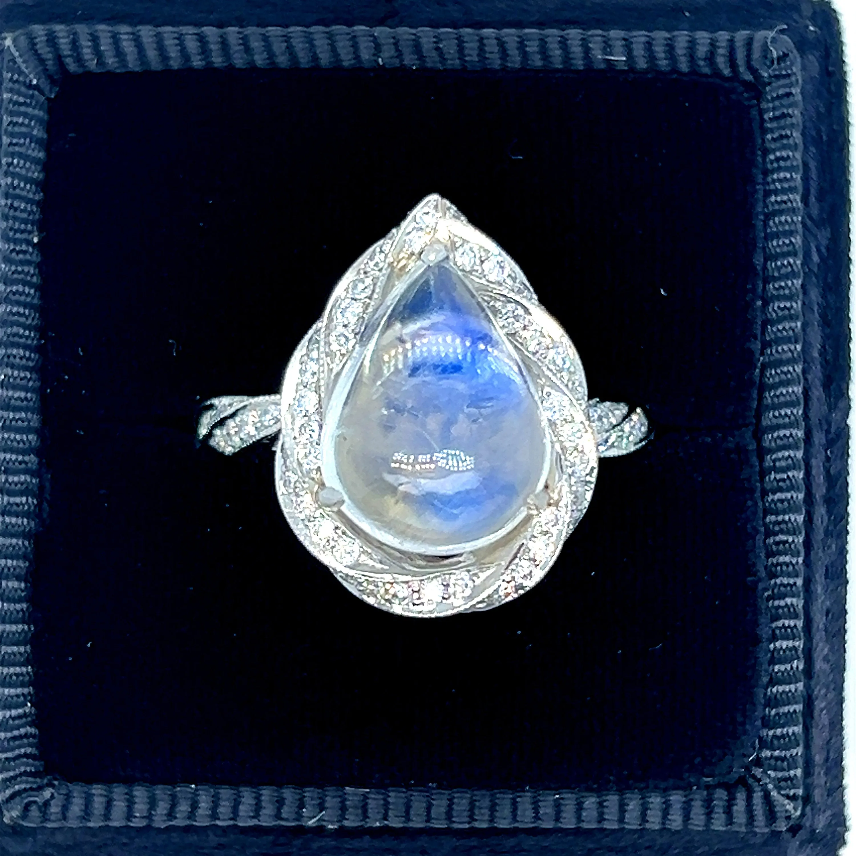 Moonstone Pave Diamond Classic Twist Ring.