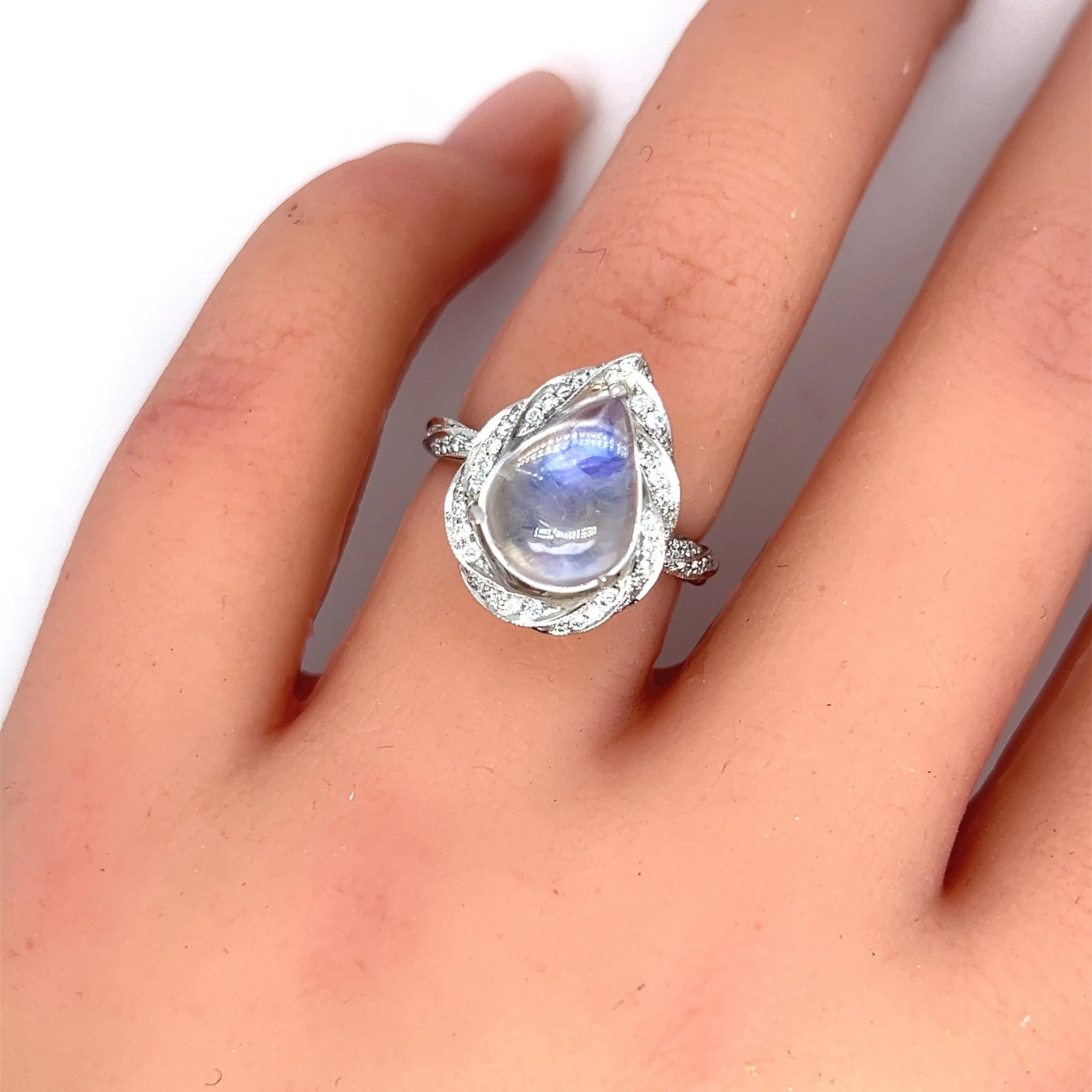 Moonstone Pave Diamond Classic Twist Ring.