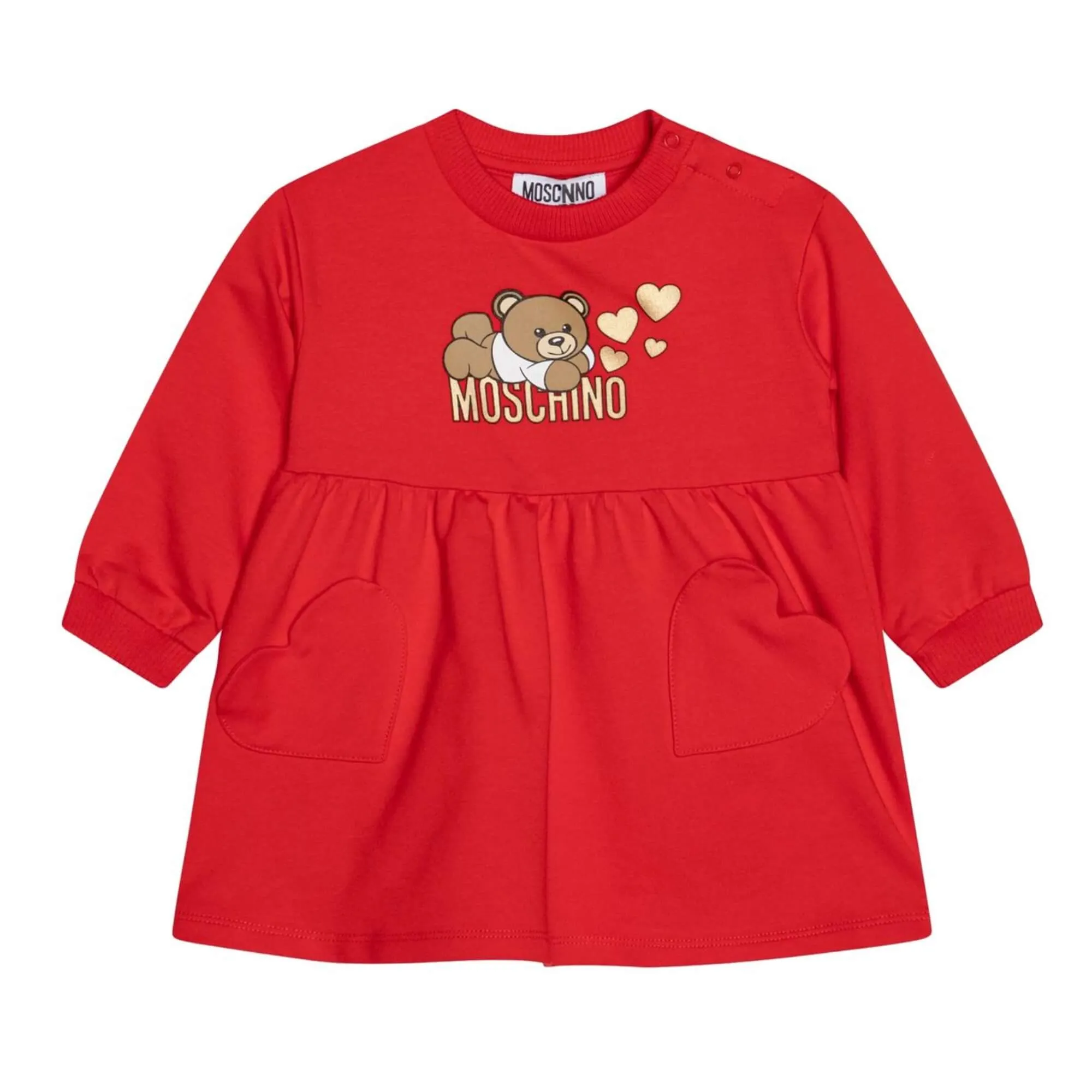 Moschino Baby Girls Heart Pockets Red Dress