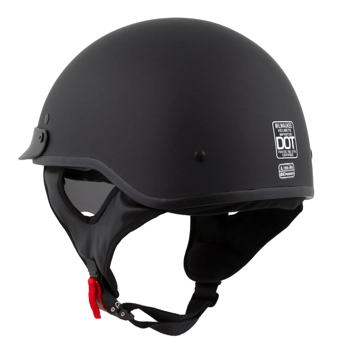 MPH9718DOT Dot Approved Matte Black 'Momentum' Half Face Motorcycle Helmet for Men and Women Biker w/ Drop Down Tinted Visor