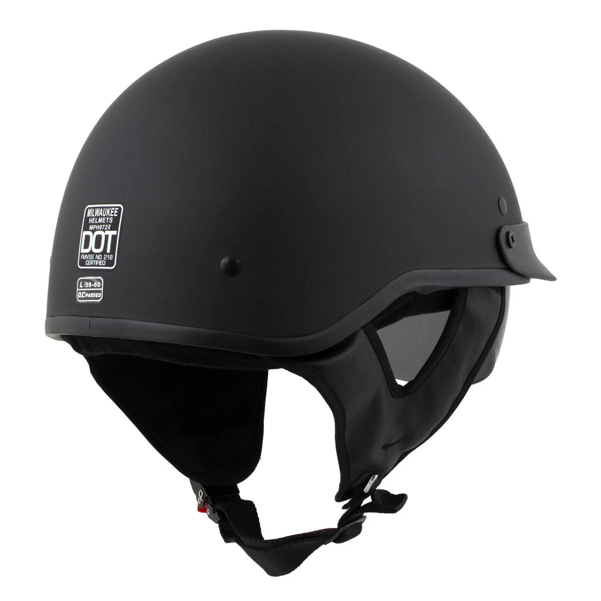 MPH9718DOT Dot Approved Matte Black 'Momentum' Half Face Motorcycle Helmet for Men and Women Biker w/ Drop Down Tinted Visor