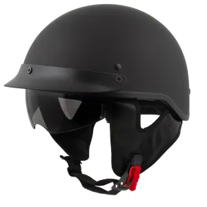 MPH9718DOT Dot Approved Matte Black 'Momentum' Half Face Motorcycle Helmet for Men and Women Biker w/ Drop Down Tinted Visor
