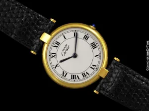 Must De Cartier Vendome Mens Midsize Unisex Vermeil Watch - 18K Gold Over Sterling Silver