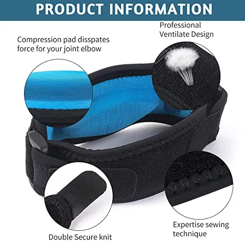 Nasmodo® Tennis elbow support strap for men and women gym workout and elbow brace strap, elbow pads protector with Compression Pad,elbow support for badminton (1 pc)
