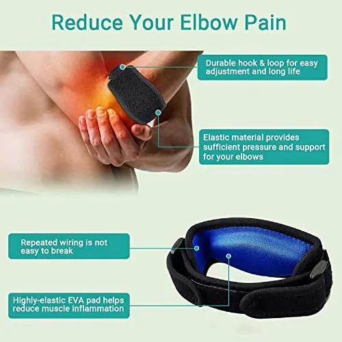 Nasmodo® Tennis elbow support strap for men and women gym workout and elbow brace strap, elbow pads protector with Compression Pad,elbow support for badminton (1 pc)