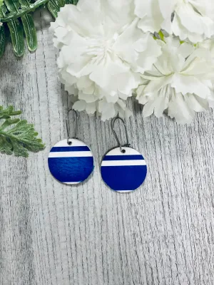 Navy & White Striped Wooden Earrings