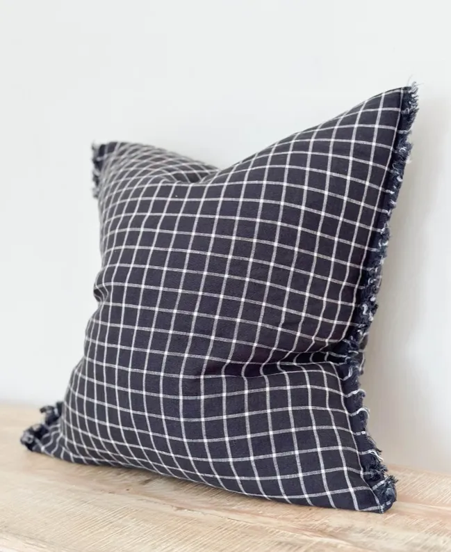 Navy Check Cushion