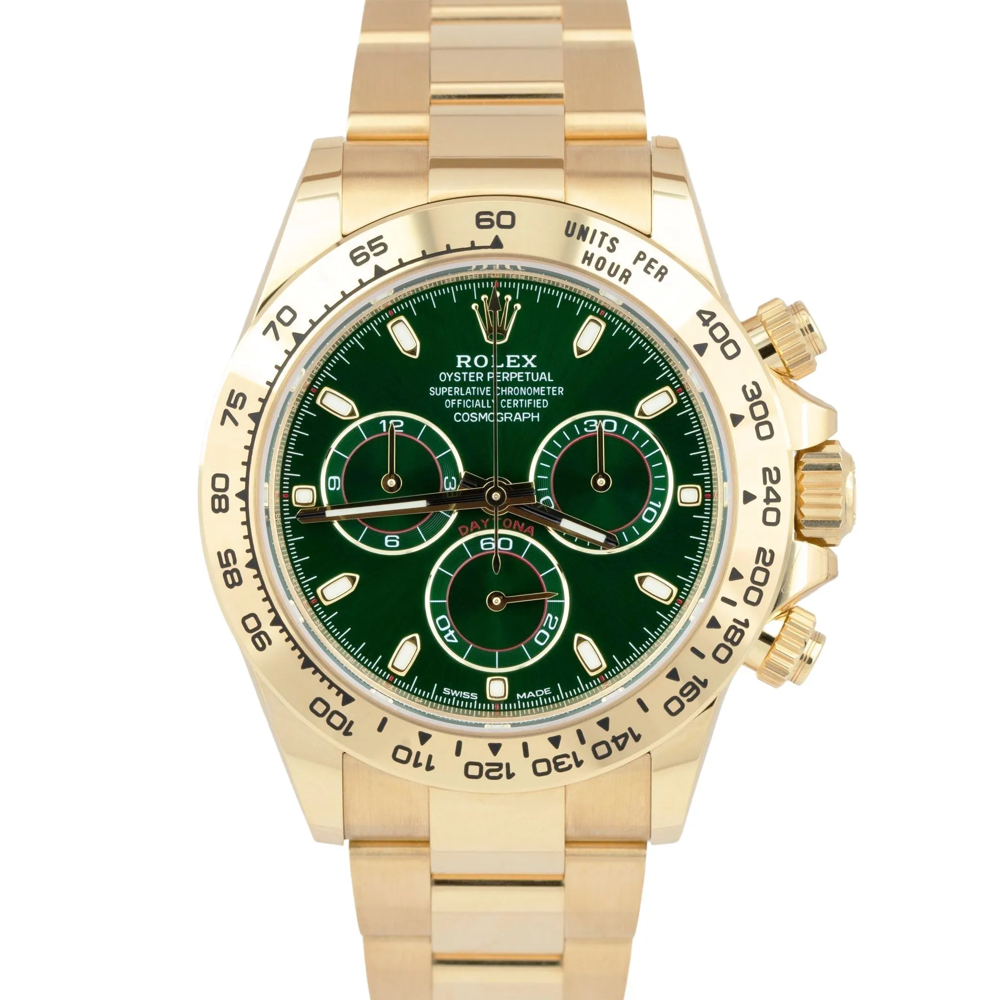 NEW Rolex Daytona GREEN DIAL 40mm Yellow Gold Chronograph Watch 116508 B P