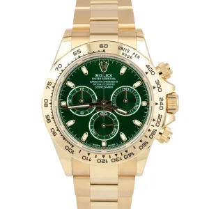 NEW Rolex Daytona GREEN DIAL 40mm Yellow Gold Chronograph Watch 116508 B P