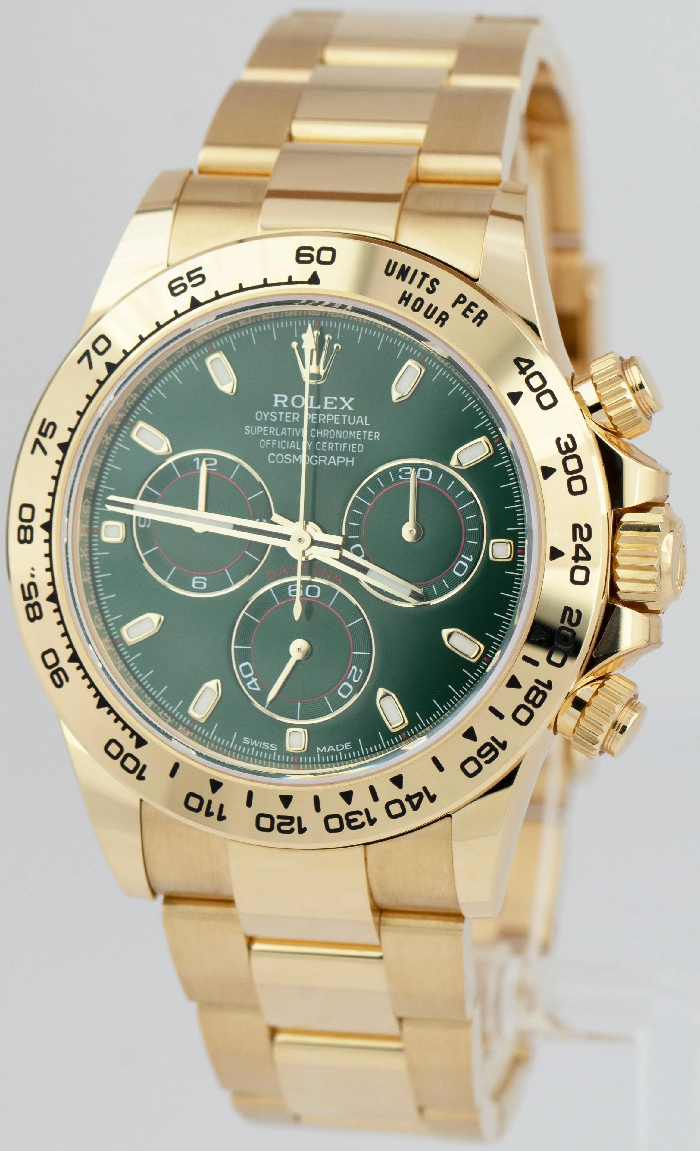 NEW Rolex Daytona GREEN DIAL 40mm Yellow Gold Chronograph Watch 116508 B P