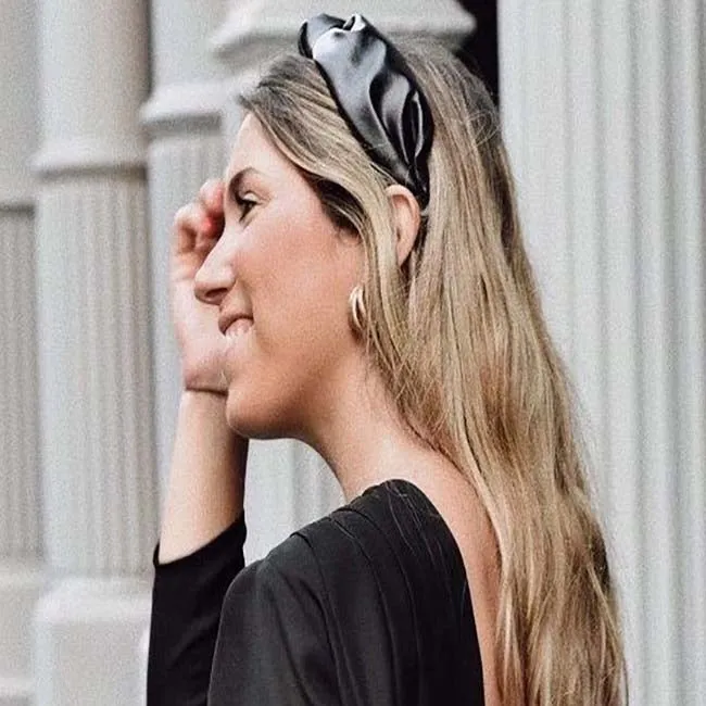 New York Collection Vegan Leather Knotted Headband - Black