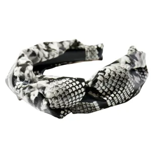 New York Collection Vegan Leather Knotted Headband - Snakeskin