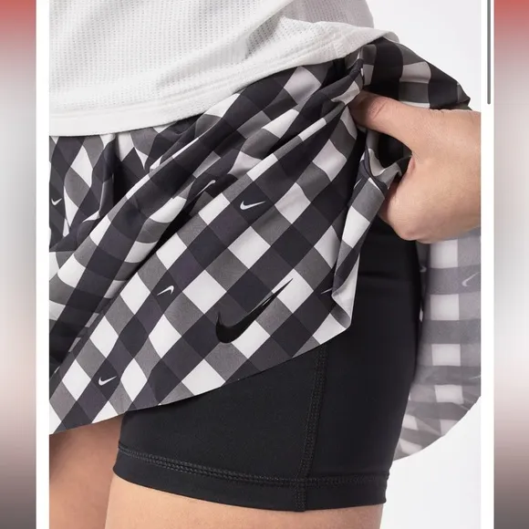 Nike Core Club Printed Tennis Skirt Skort Black White Gingham XL