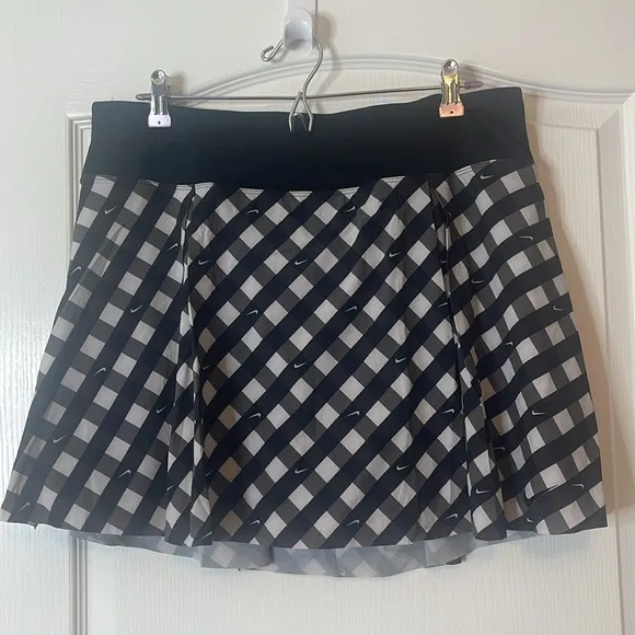 Nike Core Club Printed Tennis Skirt Skort Black White Gingham XL