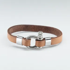Organic Leather Band with a Stainless Steel Sailer Knot Clasp