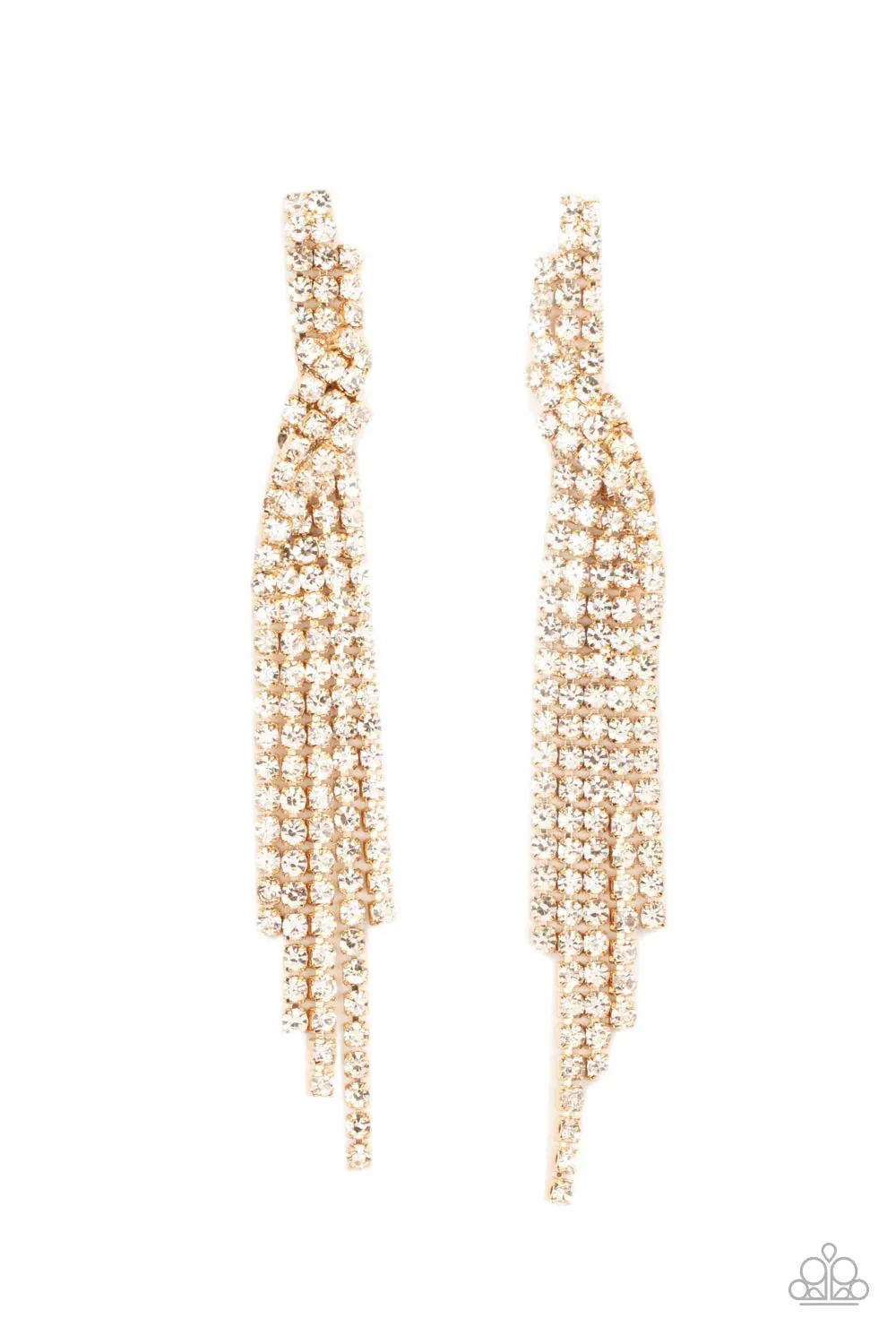 Paparazzi - Cosmic Candescence Gold Rhinestone Earrings