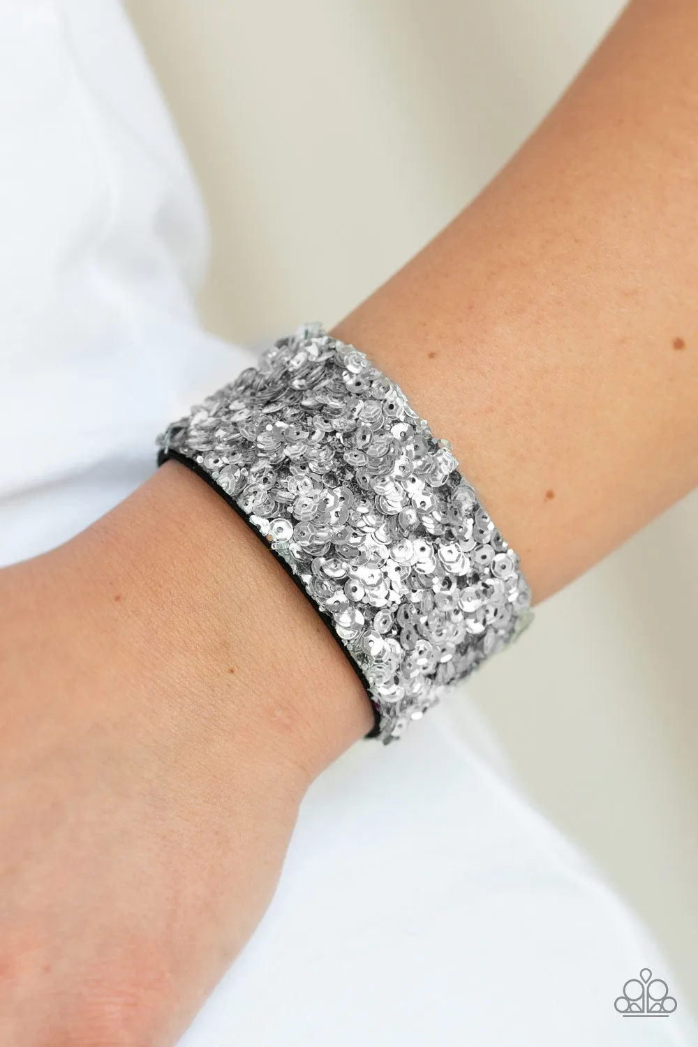 Paparazzi - Starry Sequins - Silver Snap Bracelet