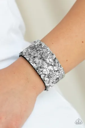 Paparazzi - Starry Sequins - Silver Snap Bracelet