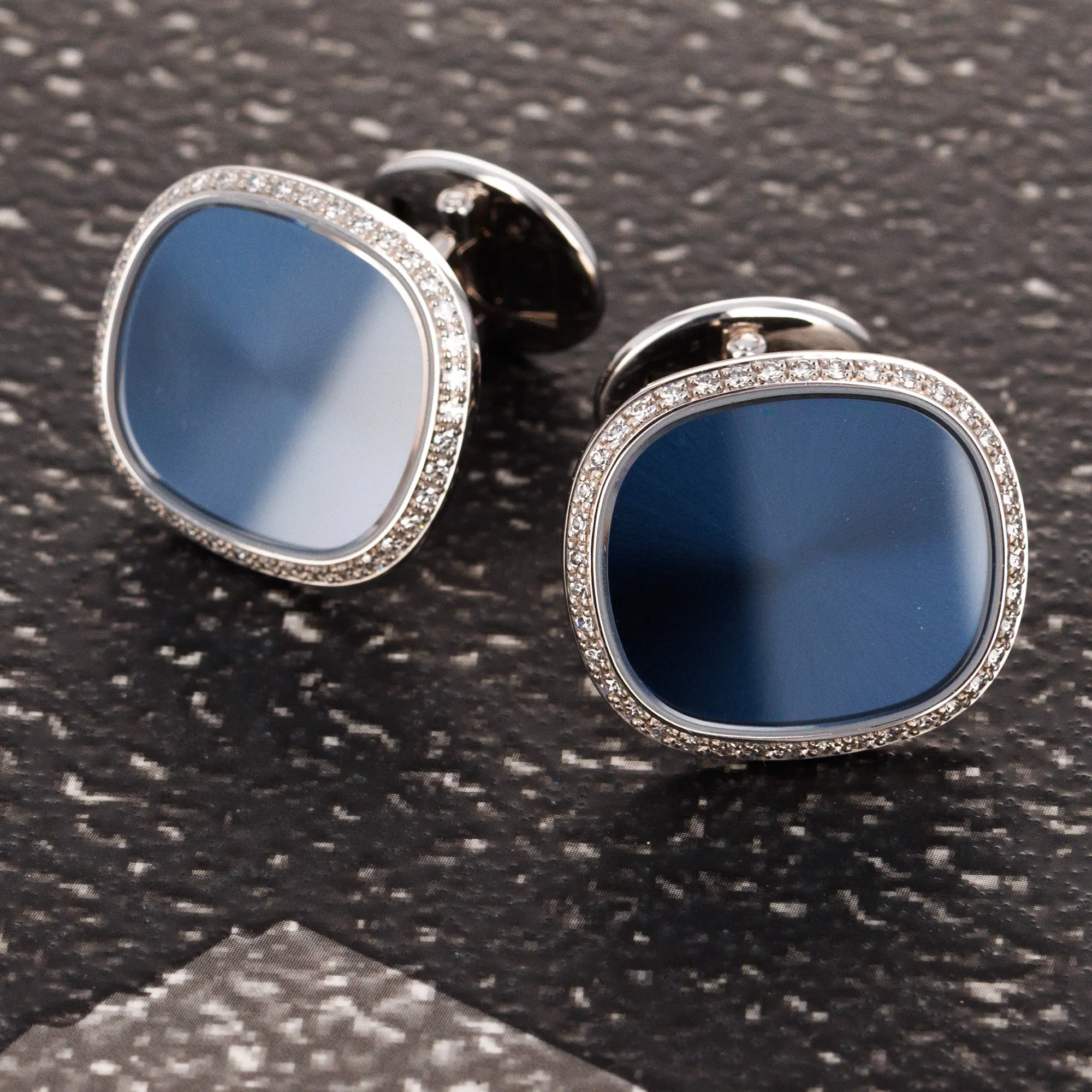 Patek Philippe White Gold Ellipse Cufflinks Ref. 3748 with Diamonds (Objet)