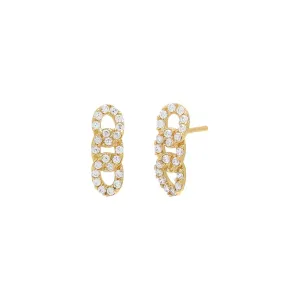Pavé Chain Link Bar Stud Earring 14K