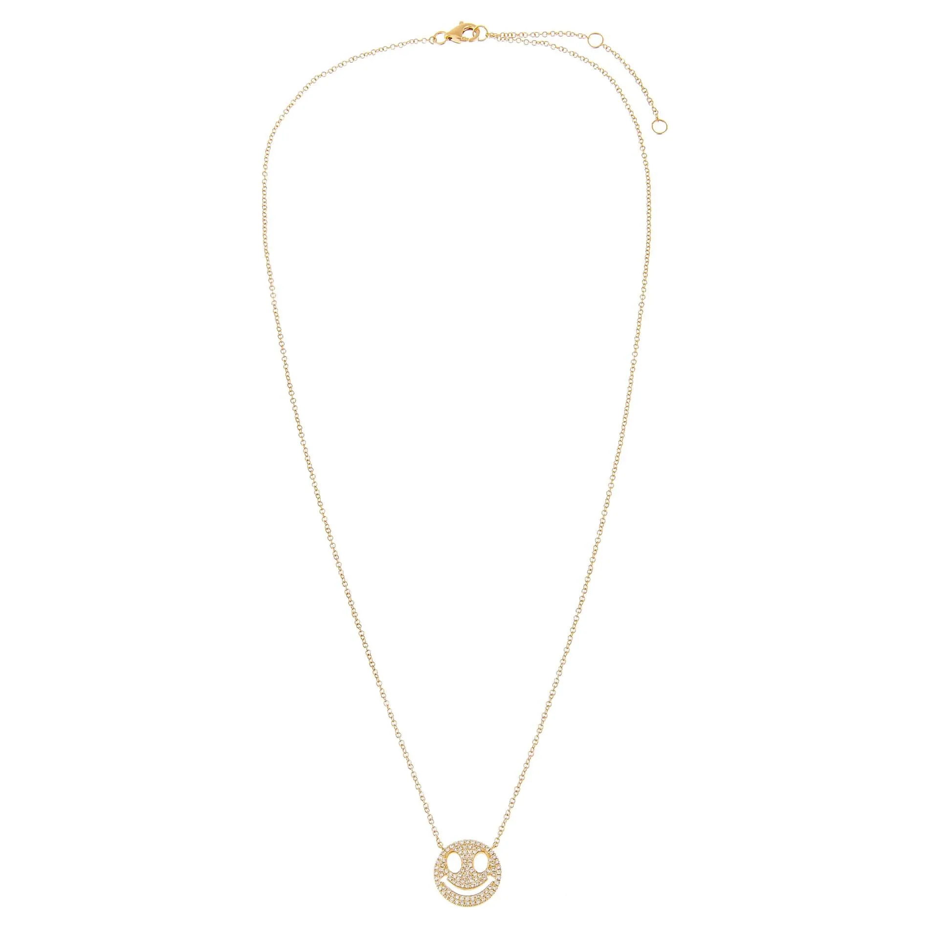 Pavé Diamond Smiley Face Necklace 14K