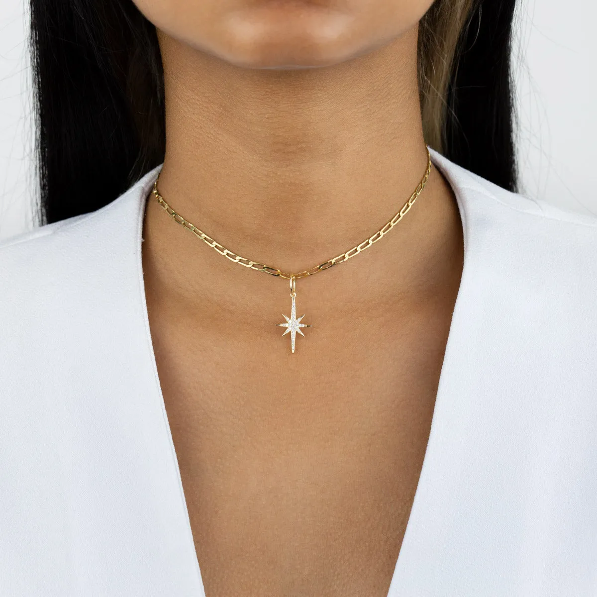 Pavé Starburst Twisted Paperclip Choker
