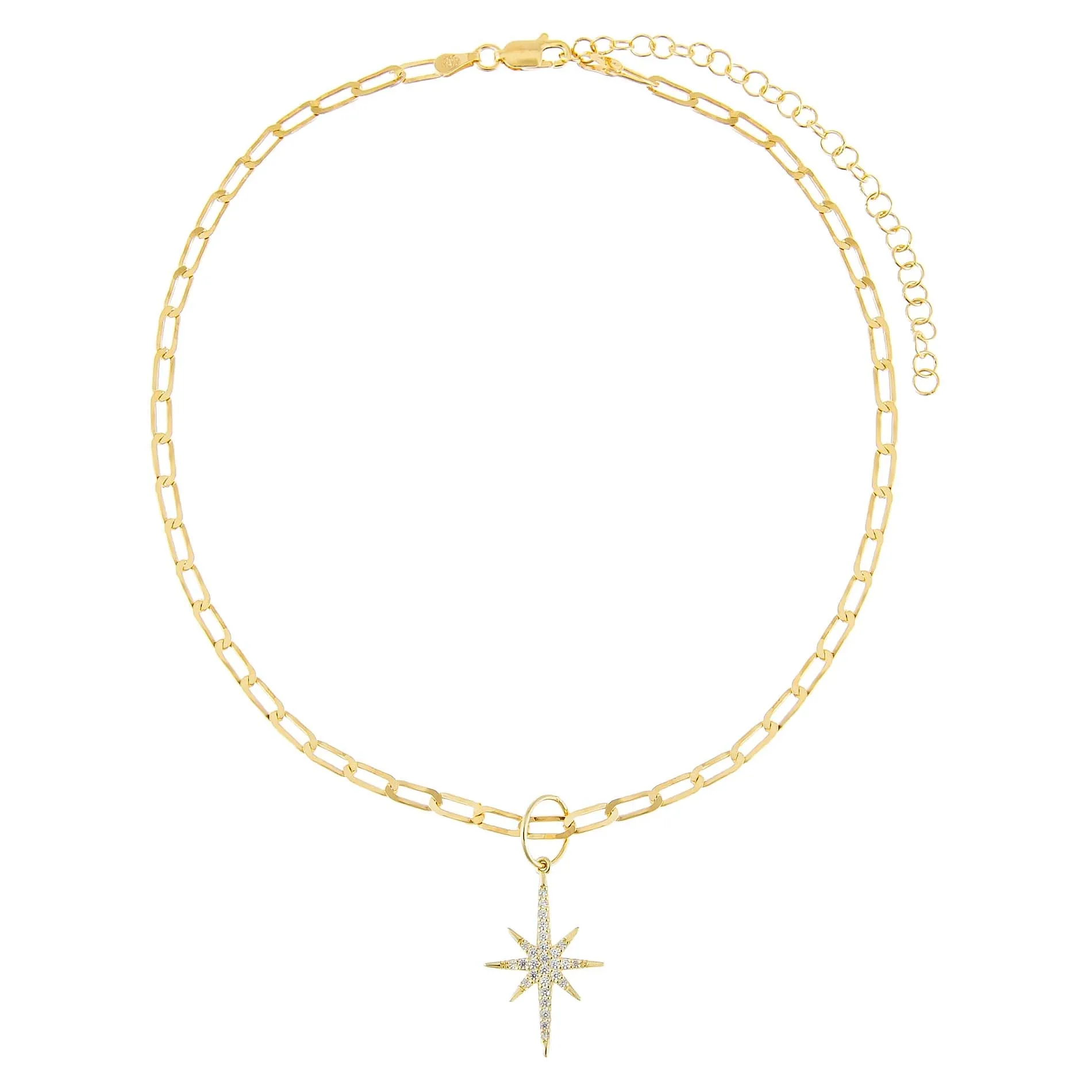 Pavé Starburst Twisted Paperclip Choker