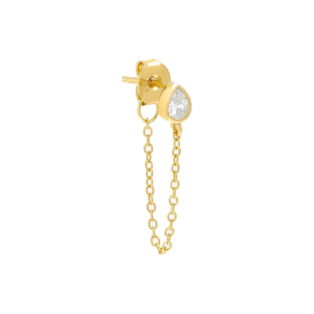 Pear Bezel Front Back Stud Earring