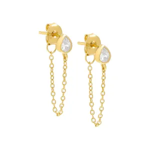 Pear Bezel Front Back Stud Earring