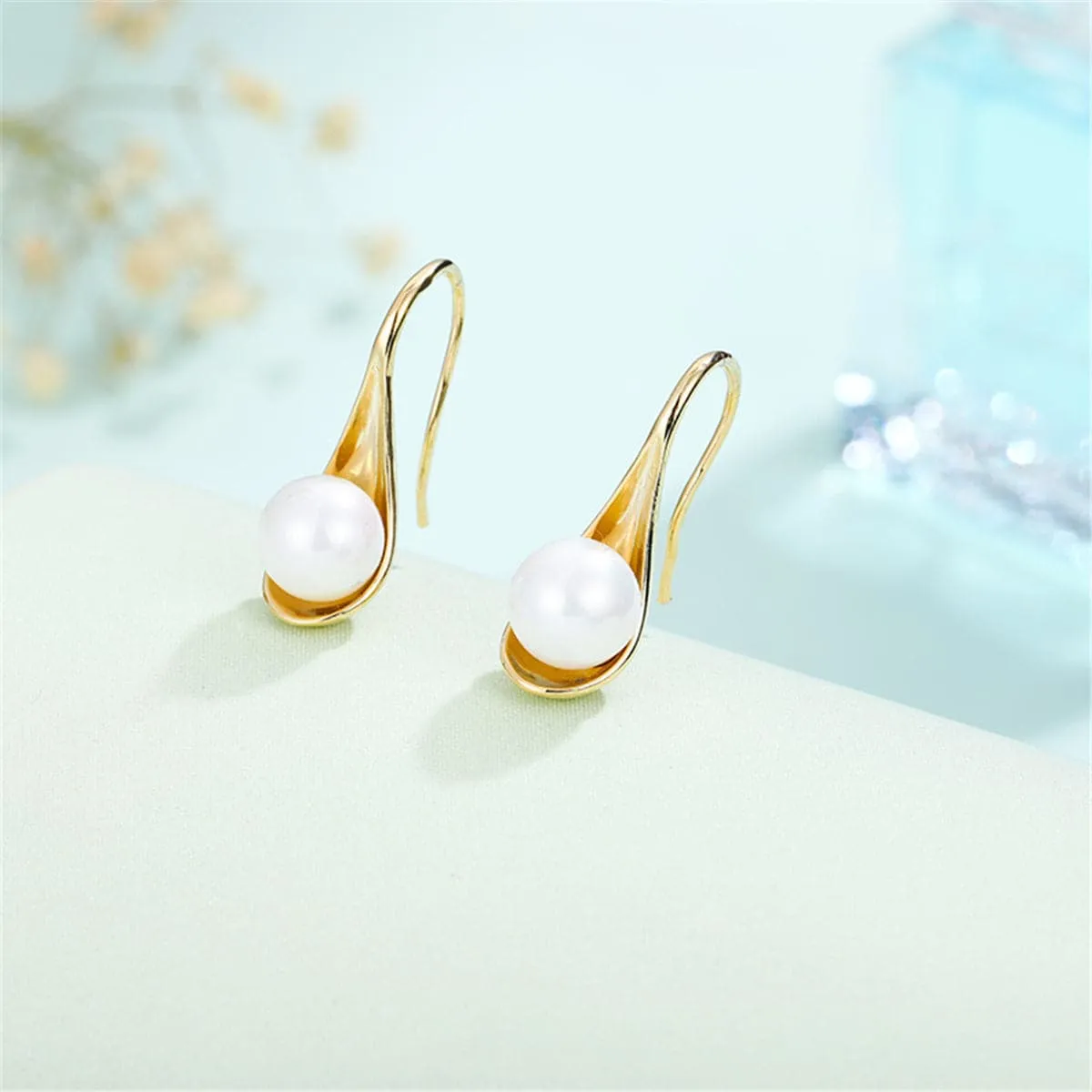 Pearl & 18K Gold-Plated Drop Earrings