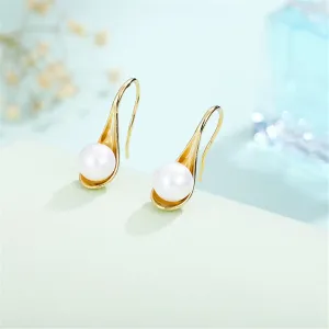 Pearl & 18K Gold-Plated Drop Earrings