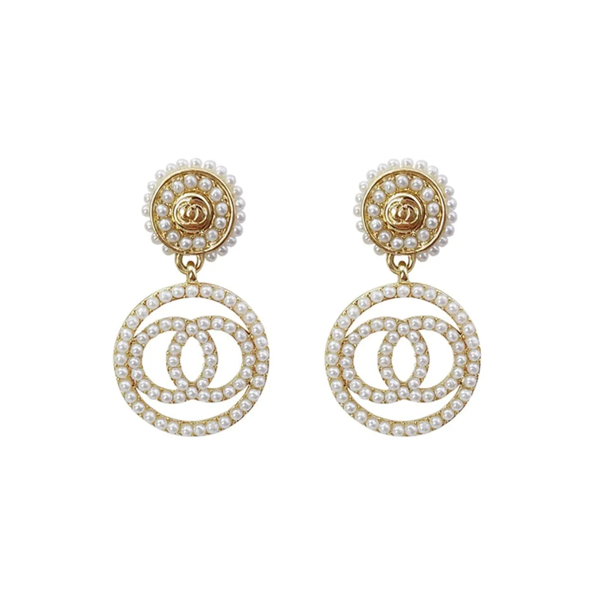 Pearl & 18K Gold-Plated Interlocked Drop Earrings