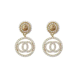 Pearl & 18K Gold-Plated Interlocked Drop Earrings