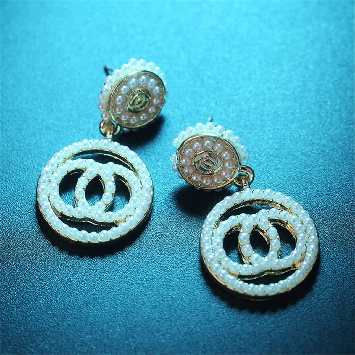 Pearl & 18K Gold-Plated Interlocked Drop Earrings