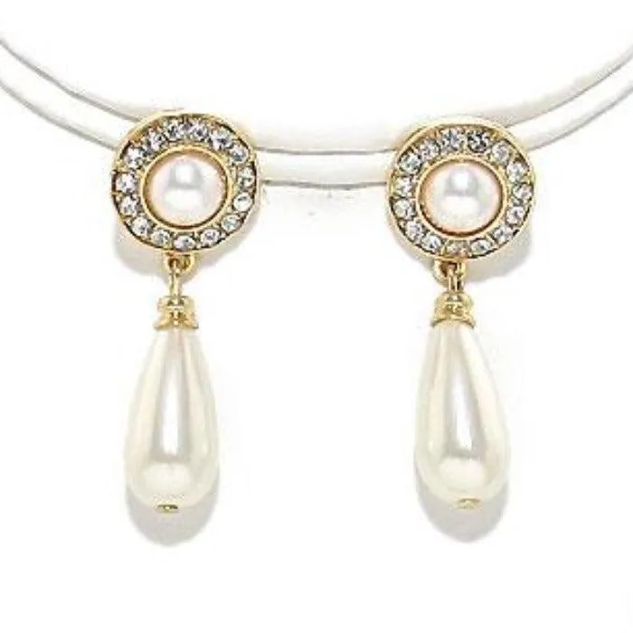 Pearl  (faux) Cream Necklace & Earrings Set