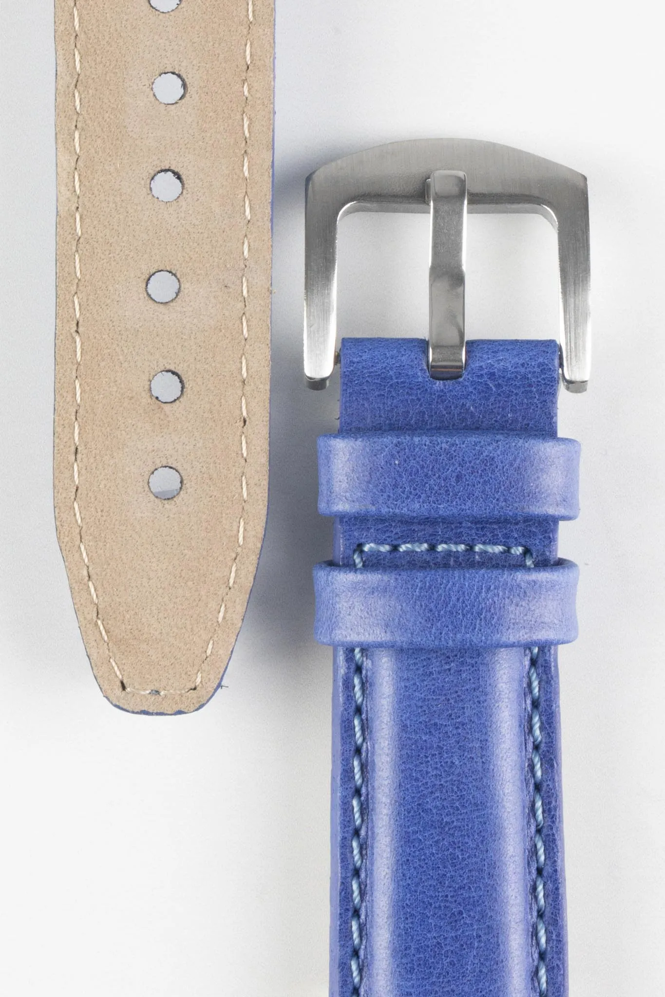 Pebro CADW Padded Vintage Leather Watch Strap in ROYAL BLUE