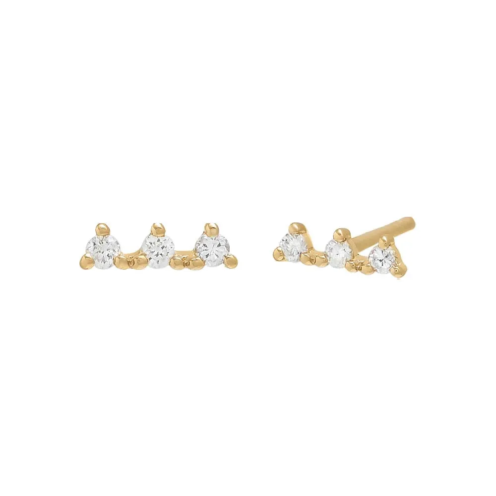 Petite Three Prong Diamond Stud Earring 14K