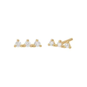 Petite Three Prong Diamond Stud Earring 14K