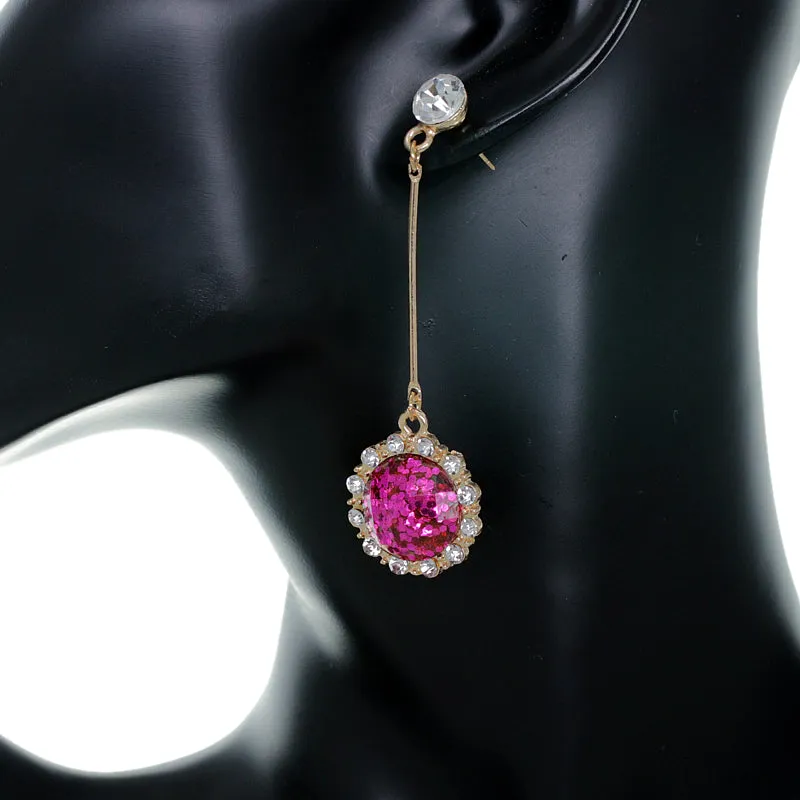 Pink Confetti Vertical Bar Drop Earrings