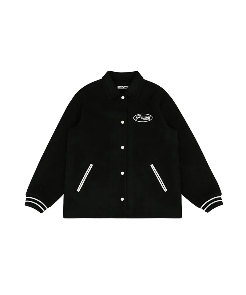 PIV'VEE Varsity Wool Jacket - Ebony Black
