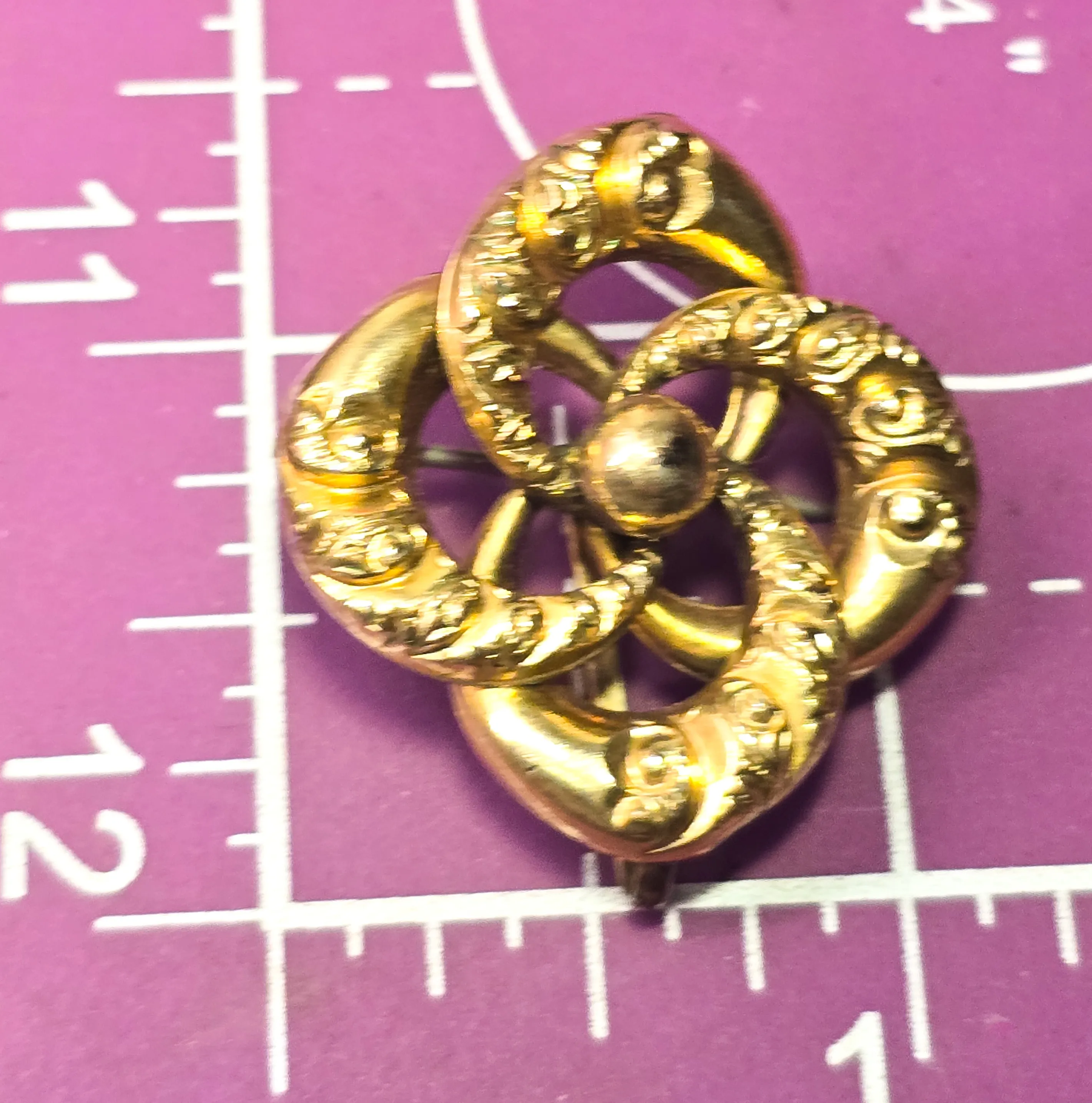 Plainville Stock Company 14k yellow gold filled lovers knot Victorian antique fob brooch