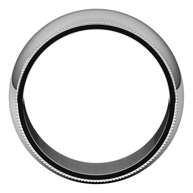 Platinum 10 mm Milgrain Half Round Wedding Band