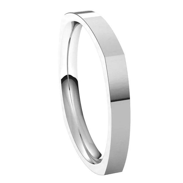 Platinum 2.5 mm Square Comfort Fit Wedding Band