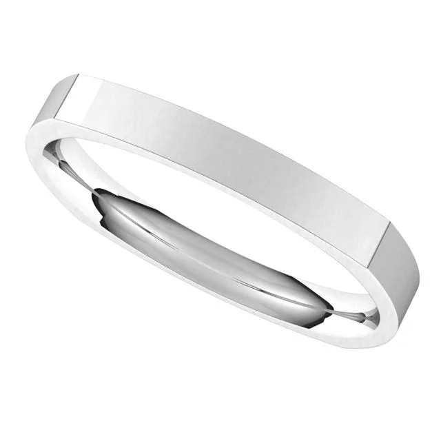 Platinum 2.5 mm Square Comfort Fit Wedding Band