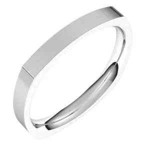 Platinum 2.5 mm Square Comfort Fit Wedding Band